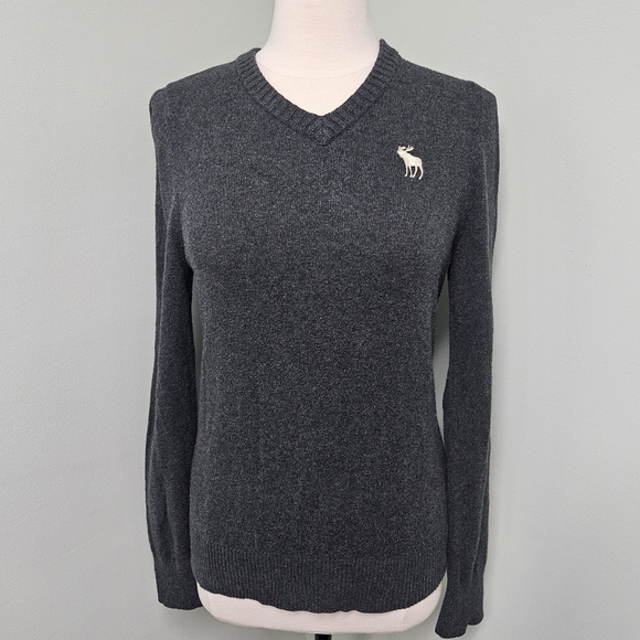 A&F Abercrombie Muscle Mens Grey Cotton Cashmere Long Sleeve V Neck Sweater S - Picture 1 of 7